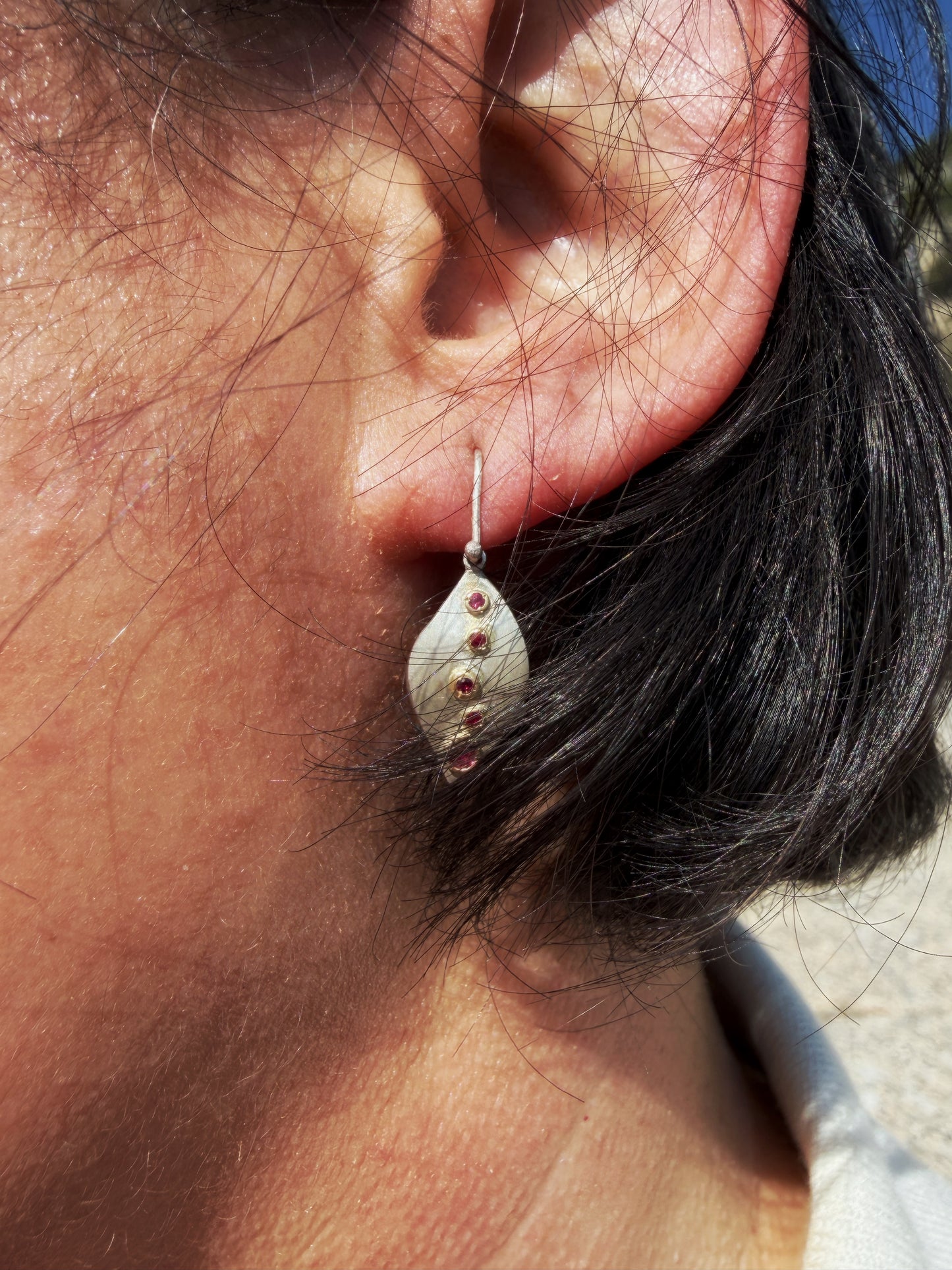 Ruby Leaf Earrings