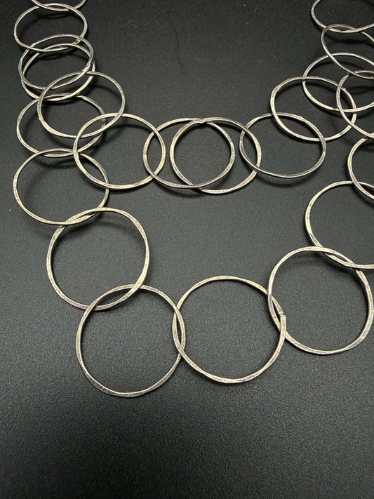 Fortune Rings: Hammered Sterling Silver Circle Necklace - Virginia Allan