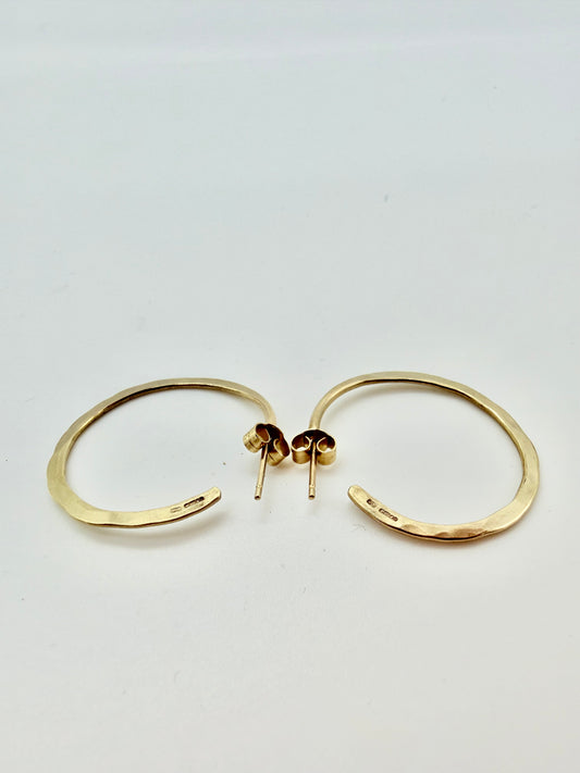 Hammered gold hoop earrings — handmade 9ct gold by Virginia Allan