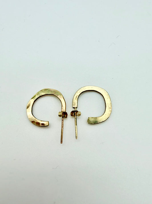 Hammered 9ct Gold Handmade Hoop Earrings