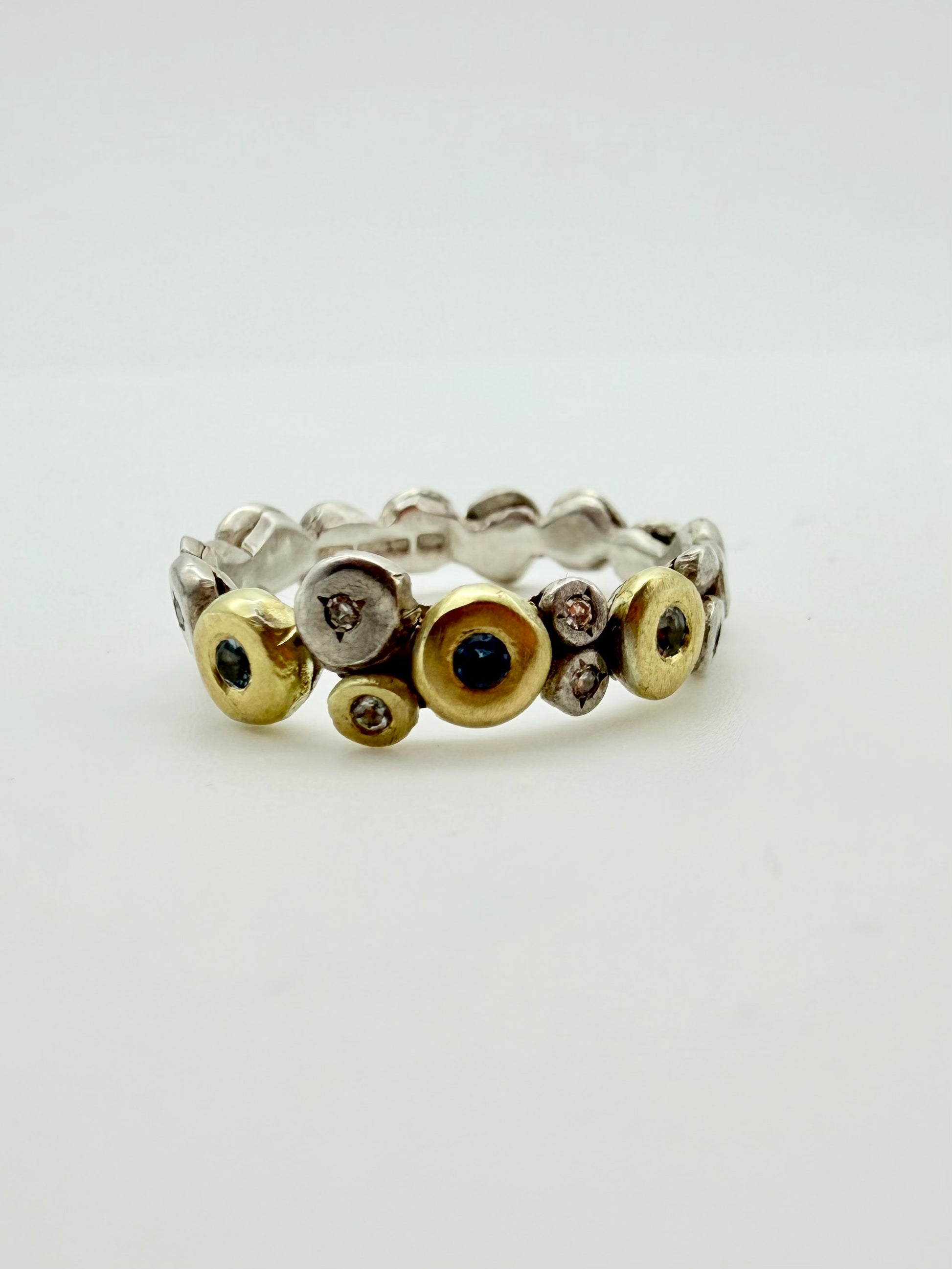 Cluster band ring with gemstones - handmade by Virginia Allan