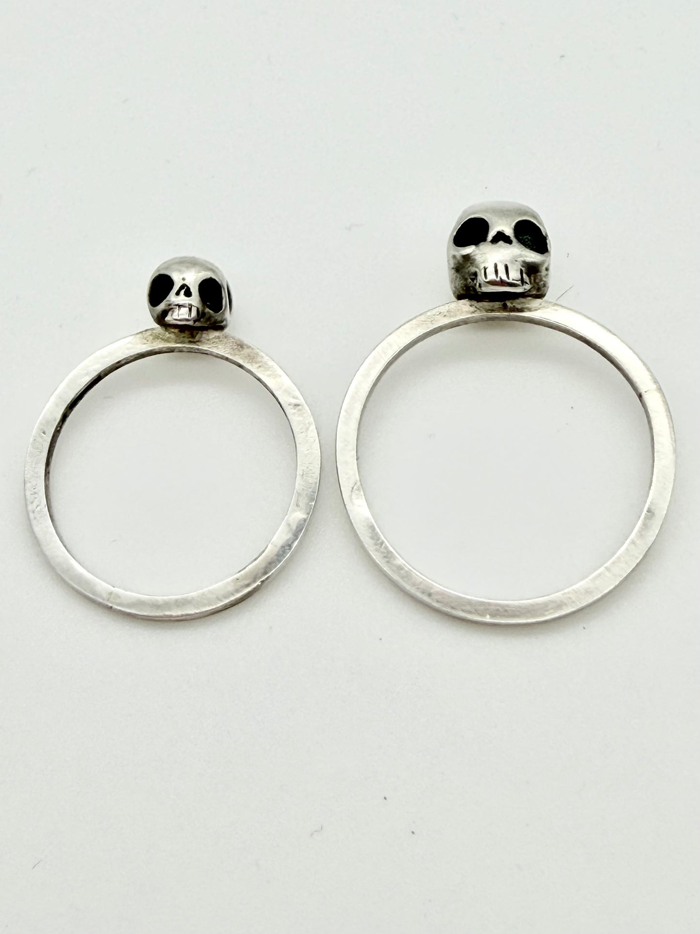 Skull hoop ring - handmade gold and silver by Virginia Allan