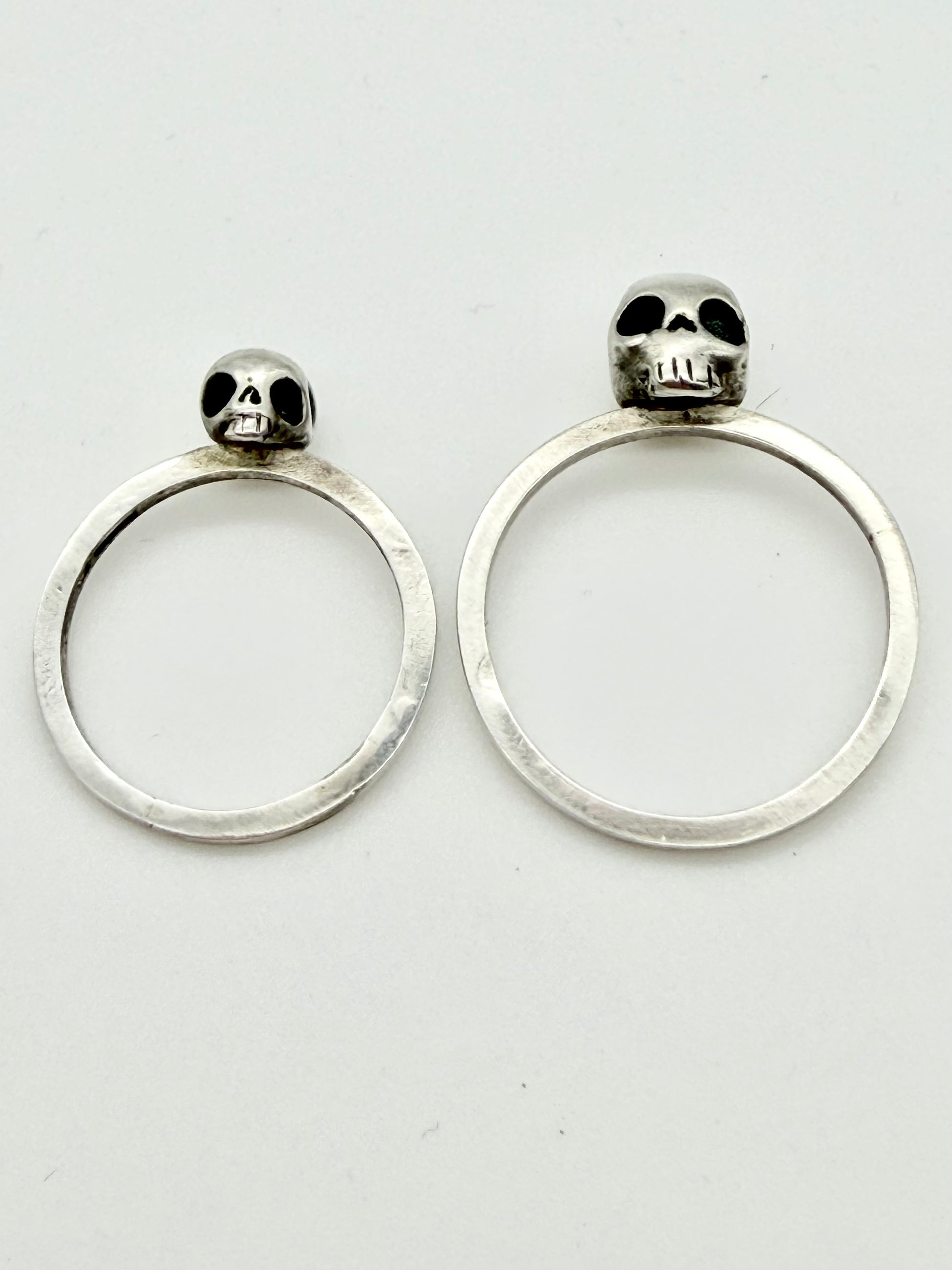 Skull hoop ring - handmade gold and silver by Virginia Allan