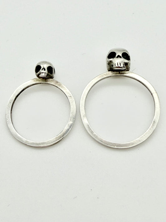Skull hoop ring - handmade gold and silver by Virginia Allan