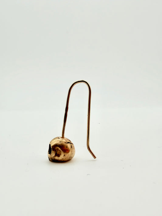 Gold skull drop earrings — handmade 9ct gold by Virginia Allan