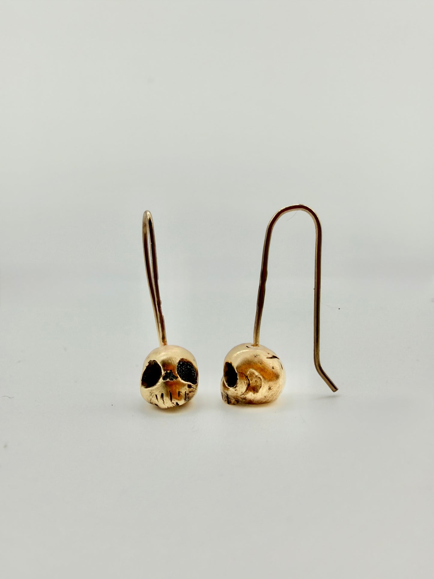 Gold Skull Drop Earrings