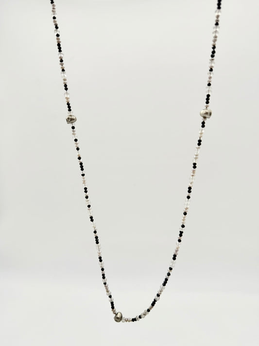 Freshwater Pearl and Sterling Silver Skull Necklace