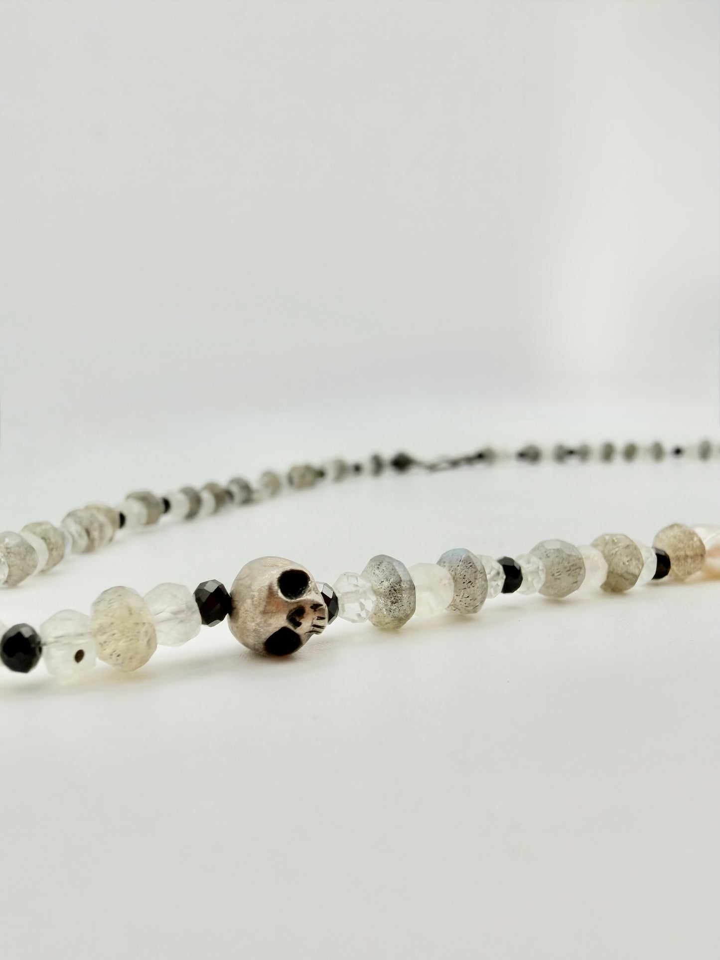 Skull bead necklace — handmade sterling silver by Virginia Allan
