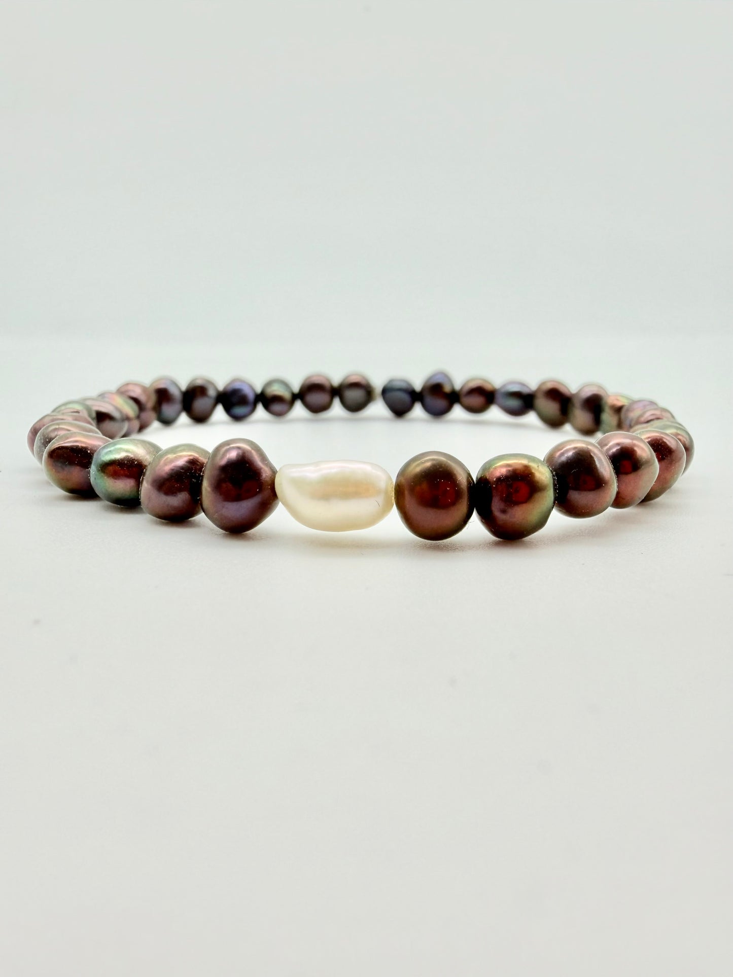 Dark pearl bracelet — handmade silver and pearl by Virginia Allan