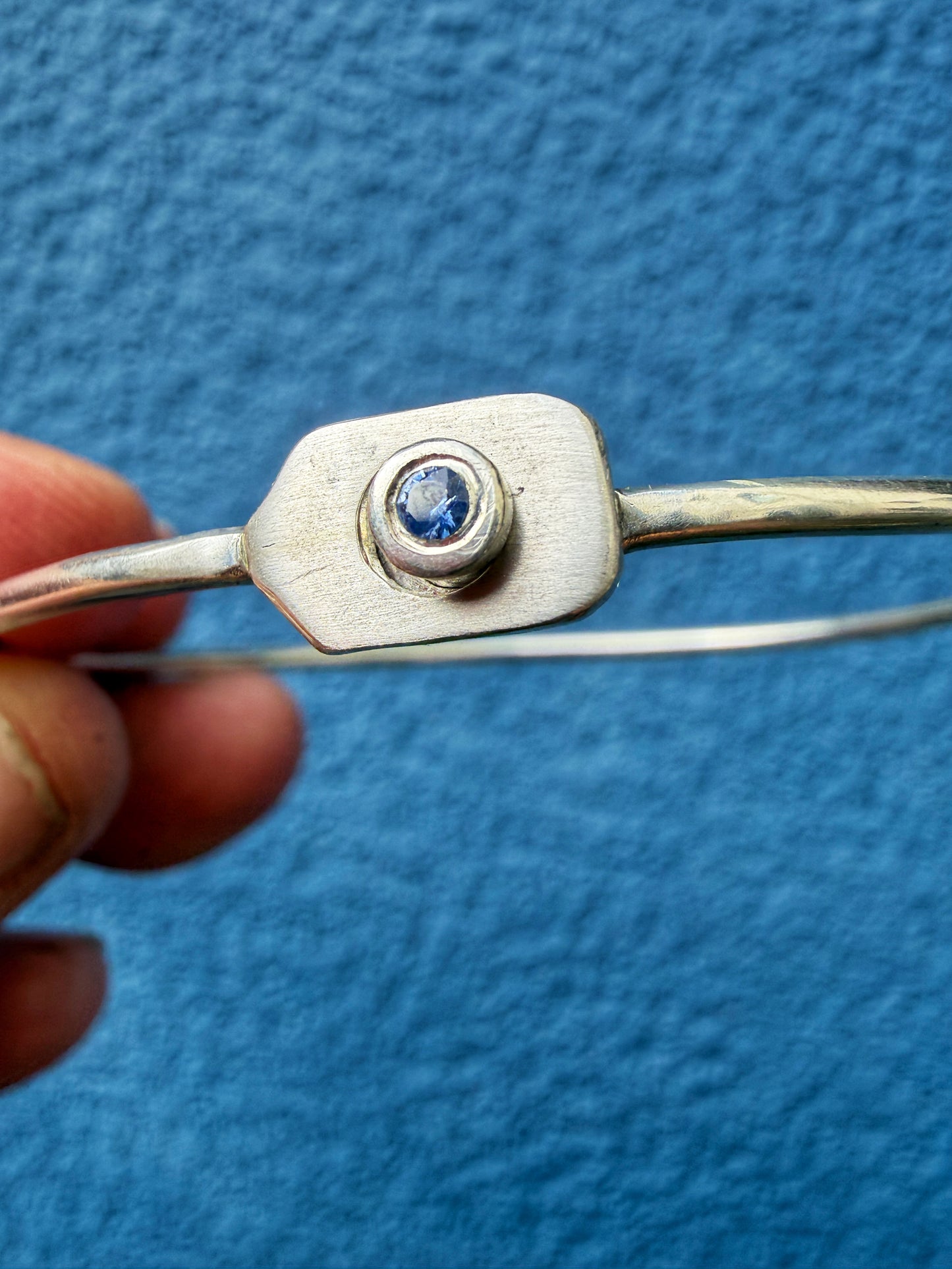 Blue Sapphire Sterling Silver Oval Bracelet
