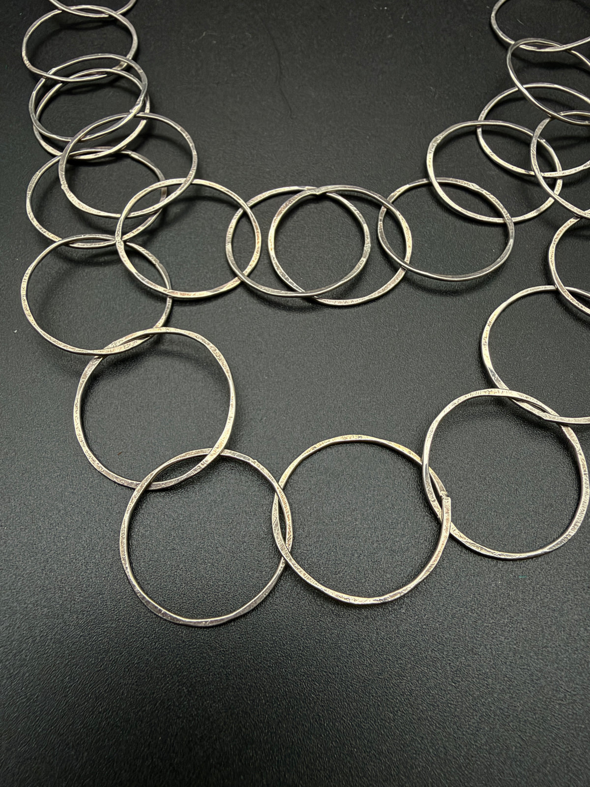 Fortune Rings: Hammered Sterling Silver Circle Necklace