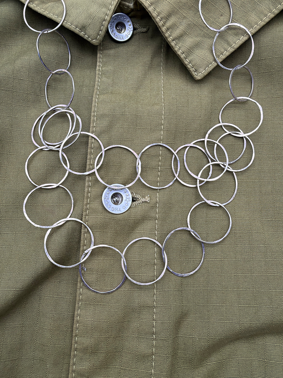 Fortune Rings: Hammered Sterling Silver Circle Necklace