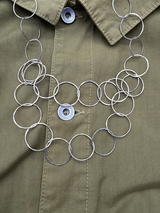 Fortune Rings: Hammered Sterling Silver Circle Necklace - Virginia Allan
