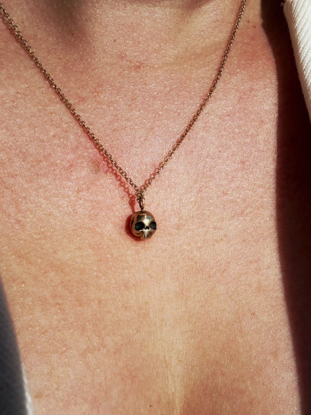 Gold Skull Drop Necklace - Virginia Allan