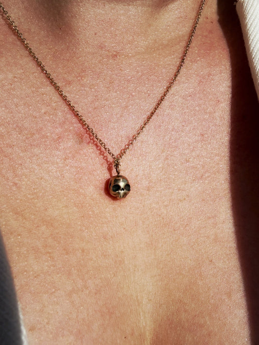 Gold Skull Drop Necklace - Virginia Allan