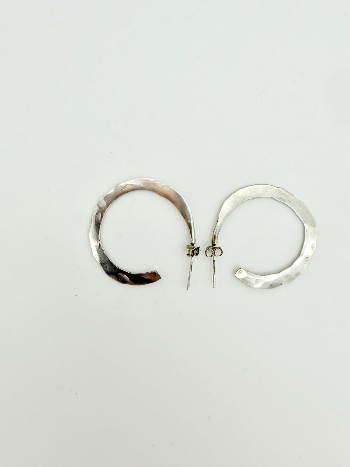 Hammered Silver Hoop Earrings - Virginia Allan
