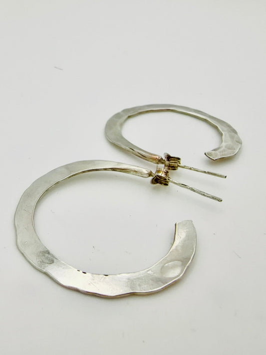 Hammered Silver Hoop Earrings - Virginia Allan