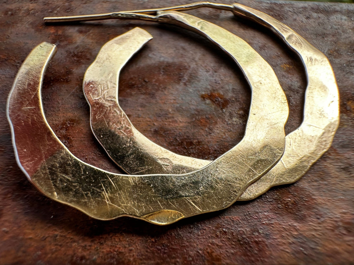Hammered Solid Gold Hoop Earrings - Virginia Allan