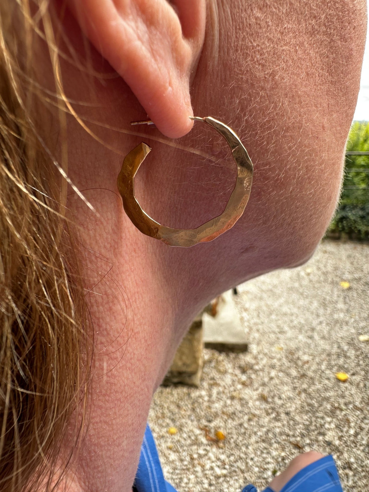 Hammered Solid Gold Hoop Earrings - Virginia Allan