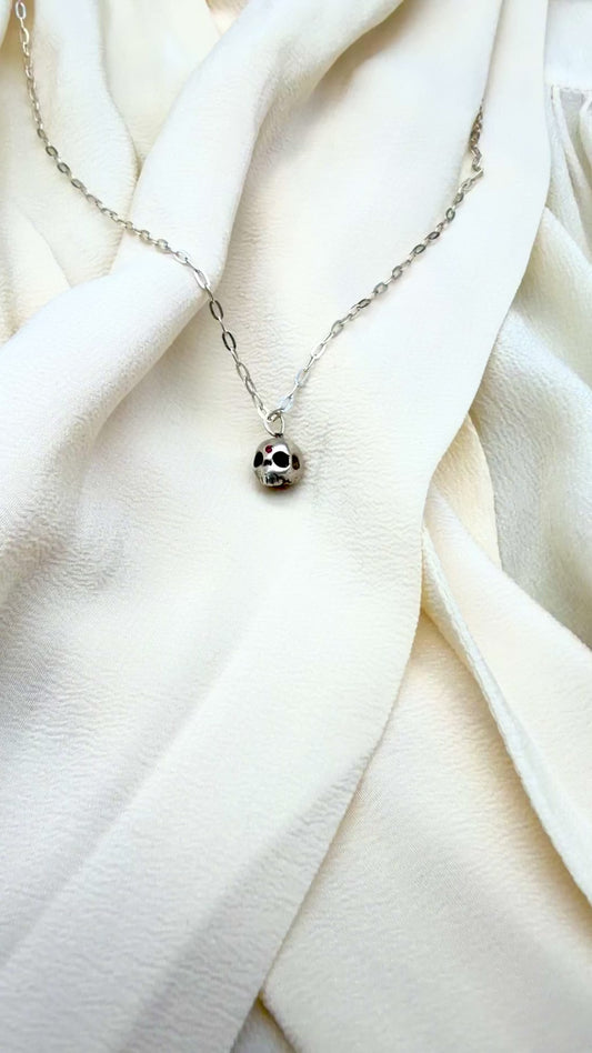 Silver Skull & Ruby Third Eye Necklace