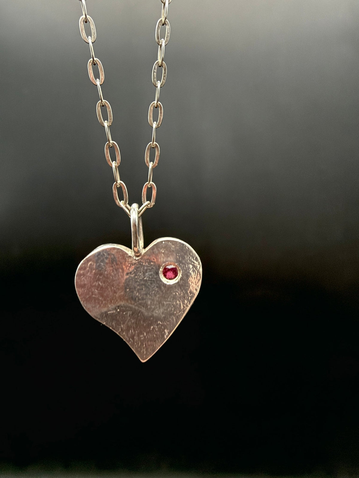 Ruby and Silver Heart Pendant - Virginia Allan