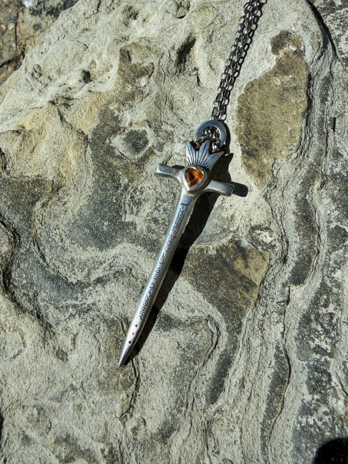 Sapphire and Silver Cross Necklace: The Warning - Virginia Allan