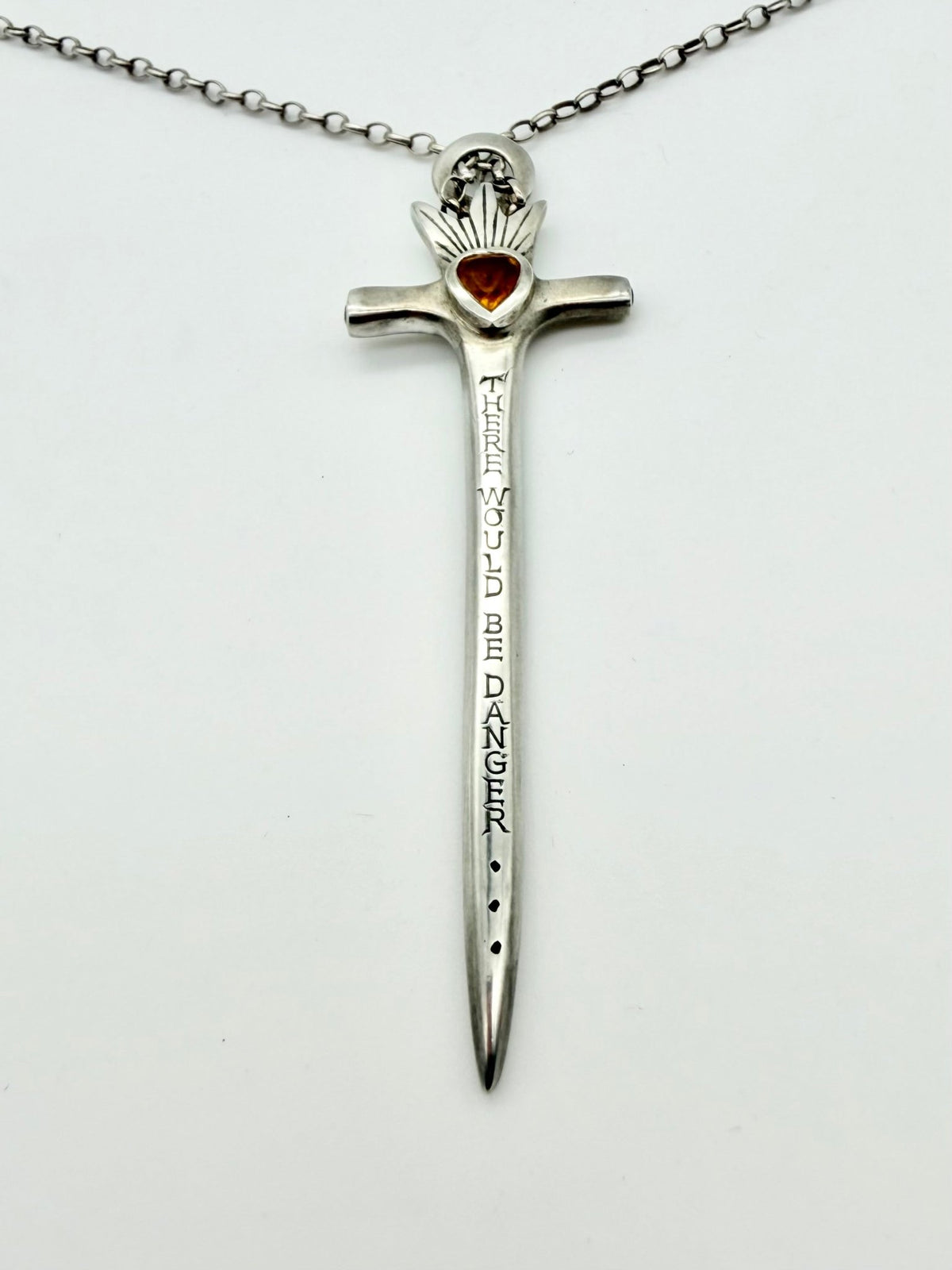 Sapphire and Silver Cross Necklace: The Warning - Virginia Allan
