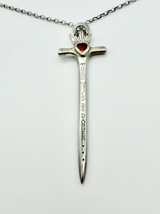 Sapphire and Silver Cross Necklace: The Warning - Virginia Allan