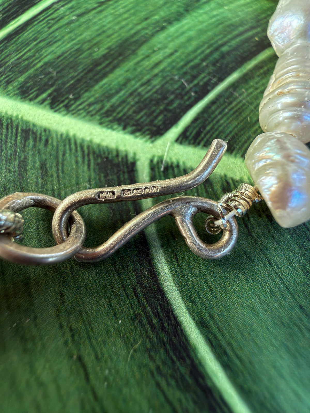 Silver Skull with Freshwater Pearls bracelet - Virginia Allan
